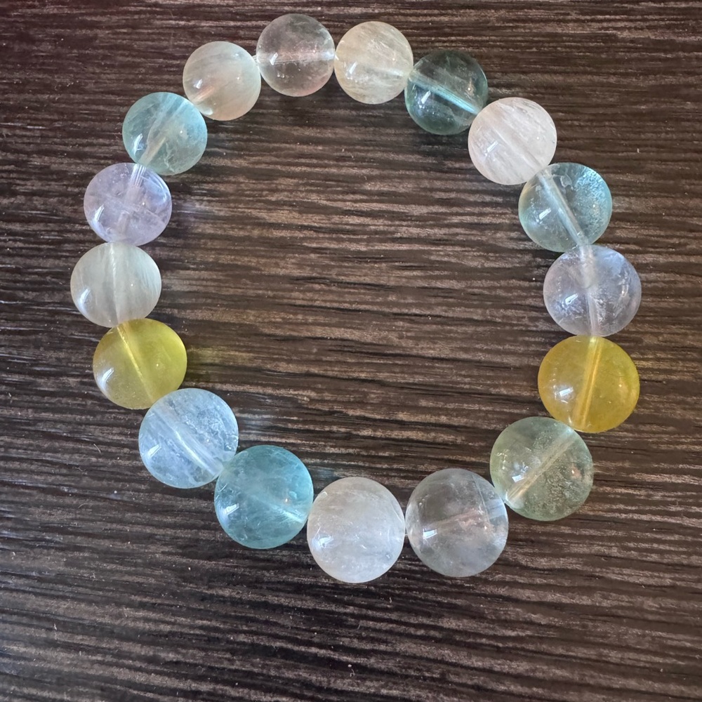 Colourful fluorite large Beaded Stretch Bracelet - 17cm wrist size